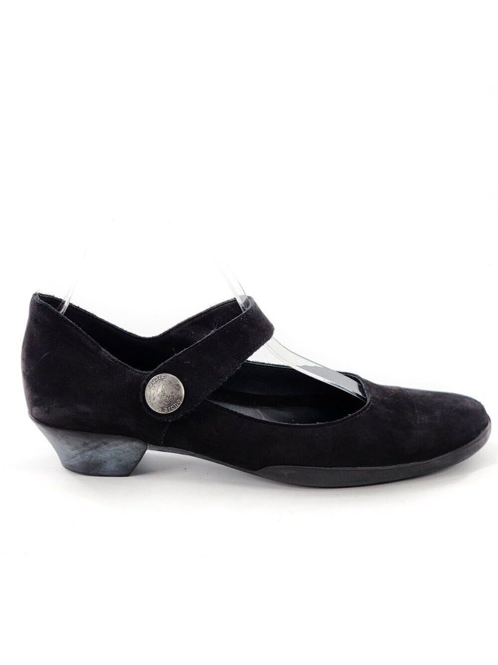 ARCHE Black Leather Mary Jane Pump Heels